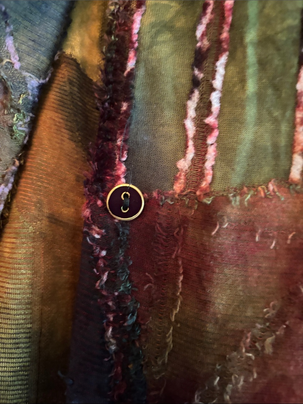 Patchwork Multicolor Button-Front Trench Coat - Picture 4 of 6
